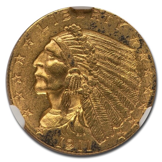 1911 $2.50 Indian Gold Quarter Eagle MS-61 NGC 1911 $2.50 Indian Gold Quarter Eagle MS-61 NGC