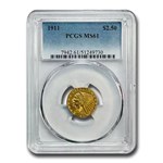 1911 $2.50 Indian Gold Quarter Eagle MS-61 PCGS