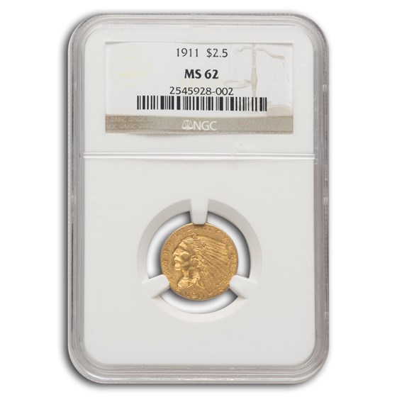 1911 $2.50 Indian Gold Quarter Eagle MS-62 NGC