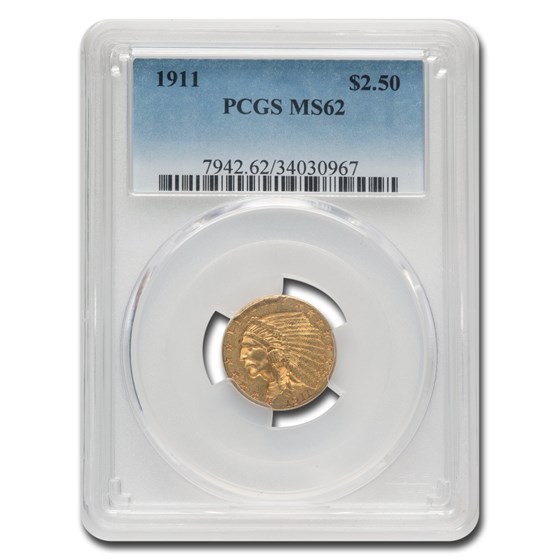 1911 $2.50 Indian Gold Quarter Eagle MS-62 PCGS
