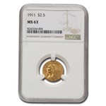 1911 $2.50 Indian Gold Quarter Eagle MS-63 NGC