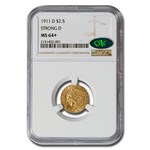 1911 $2.50 Indian Gold Quarter Eagle MS-64+ NGC CAC (Strong D)