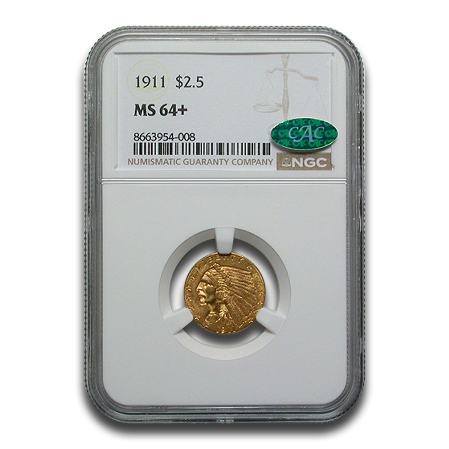 1911 $2.50 Indian Gold Quarter Eagle MS-64+ NGC CAC