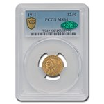 1911 $2.50 Indian Gold Quarter Eagle MS-64 PCGS CAC
