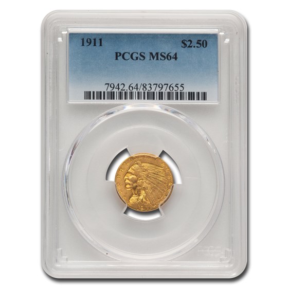 1911 $2.50 Indian Gold Quarter Eagle MS-64 PCGS 1911 $2.50 Indian Gold Quarter Eagle MS-64 PCGS
