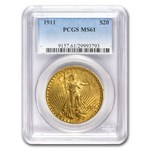 1911 $20 St Gaudens Gold Double Eagle MS-61 PCGS