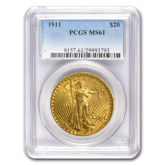 1911 $20 St Gaudens Gold Double Eagle MS-61 PCGS 1911 $20 St Gaudens Gold Double Eagle MS-61 PCGS