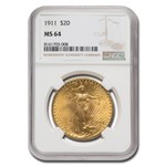 1911 $20 St Gaudens Gold Double Eagle MS-64 NGC