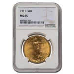 1911 $20 St Gaudens Gold Double Eagle MS-65 NGC