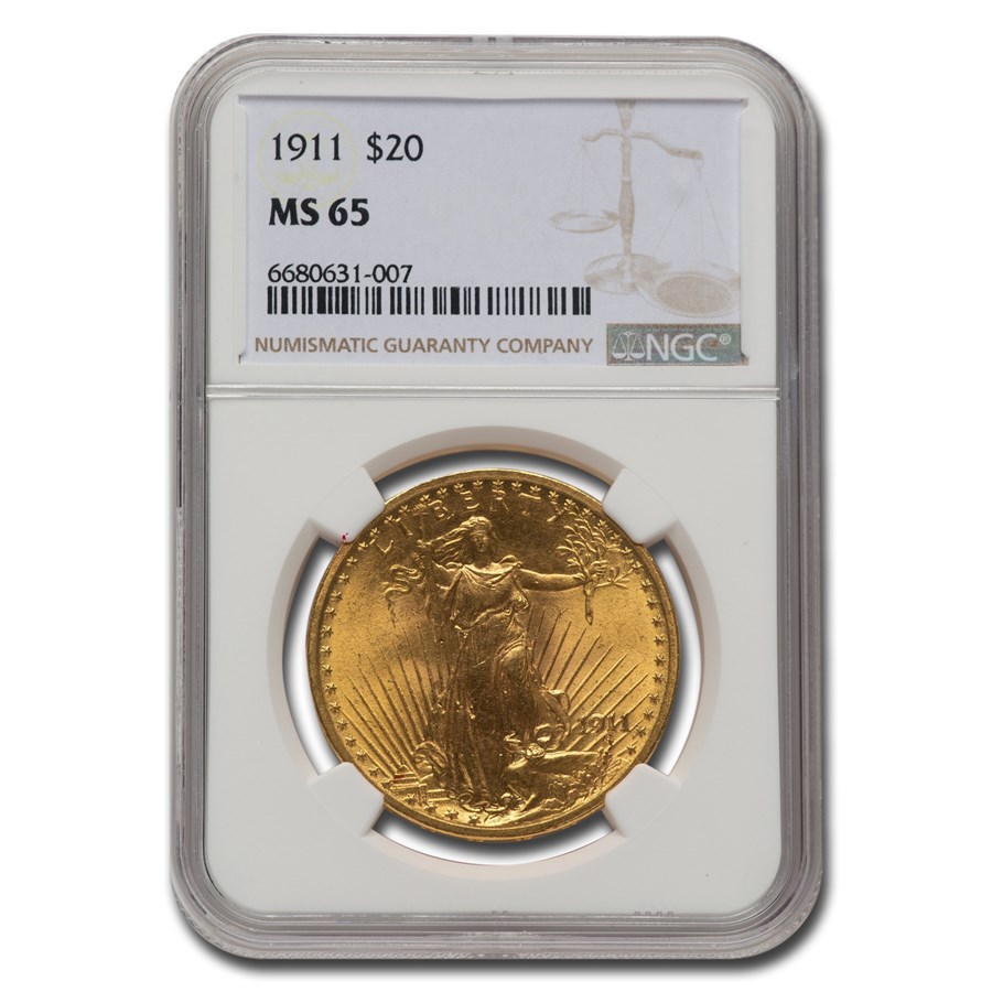1911 $20 St Gaudens Gold Double Eagle MS-65 NGC