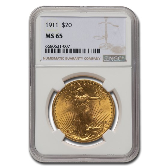 1911 $20 St Gaudens Gold Double Eagle MS-65 NGC 1911 $20 St Gaudens Gold Double Eagle MS-65 NGC