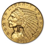 1911 $5 Indian Gold Half Eagle MS-61 NGC