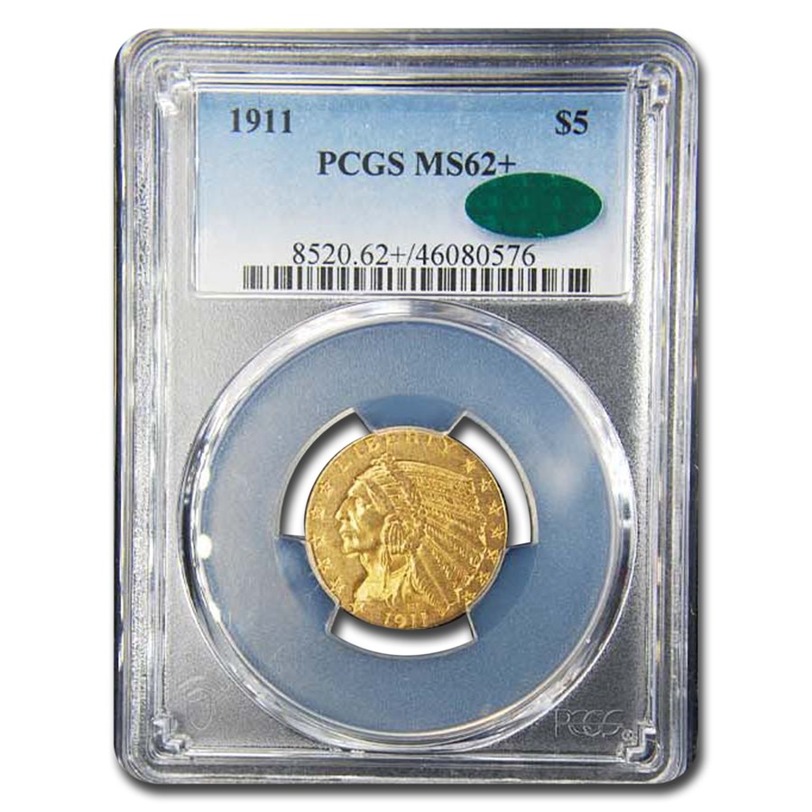 1911 $5 Indian Gold Half Eagle MS-62+ PCGS CAC