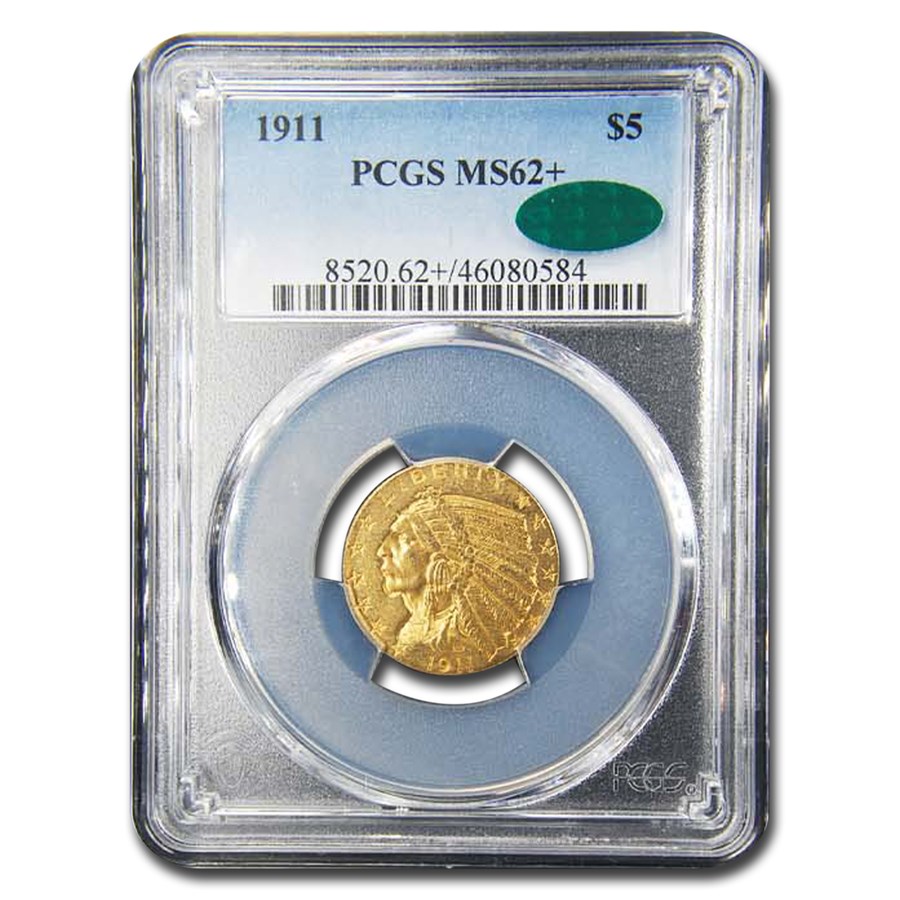 1911 $5 Indian Gold Half Eagle MS-62+ PCGS CAC