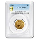 1911 $5 Indian Gold Half Eagle MS-62 PCGS