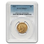 1911 $5 Indian Gold Half Eagle MS-62+ PCGS