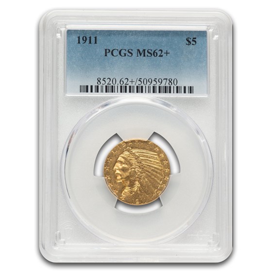1911 $5 Indian Gold Half Eagle MS-62+ PCGS