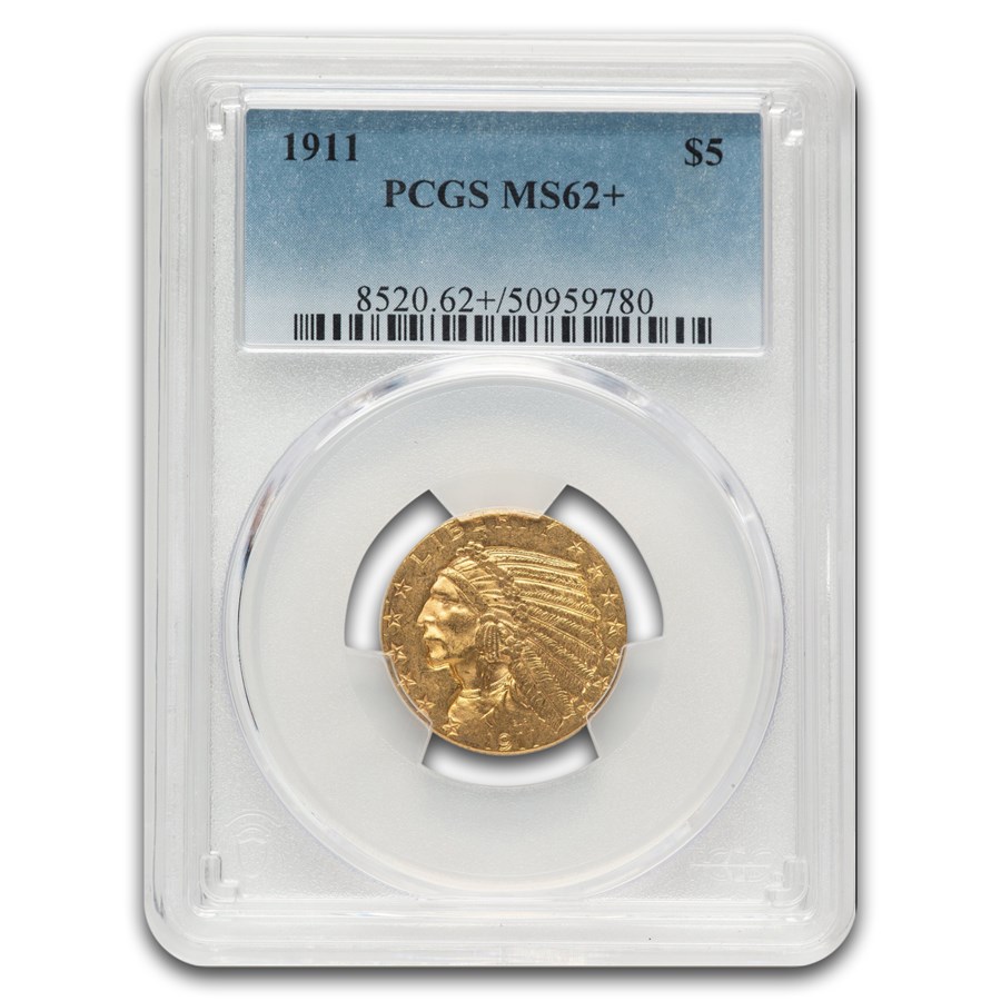 1911 $5 Indian Gold Half Eagle MS-62+ PCGS