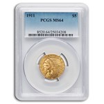 1911 $5 Indian Gold Half Eagle MS-64 PCGS