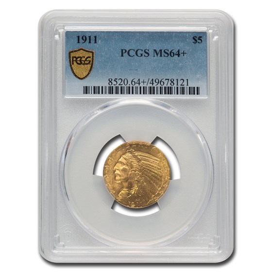1911 $5 Indian Gold Half Eagle MS-64+ PCGS 1911 $5 Indian Gold Half Eagle MS-64+ PCGS