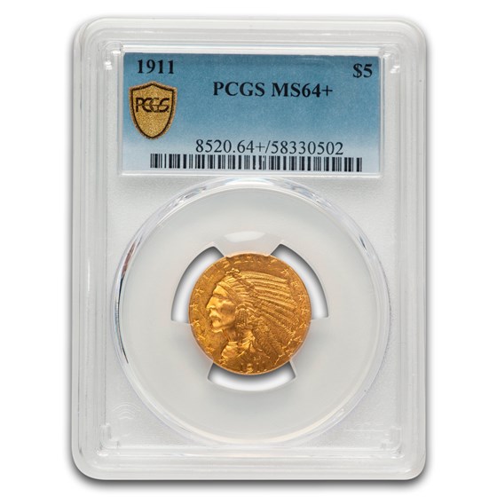 1911 $5 Indian Gold Half Eagle MS-64+ PCGS