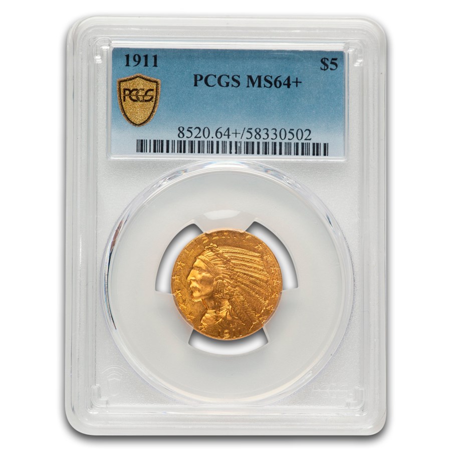 1911 $5 Indian Gold Half Eagle MS-64+ PCGS