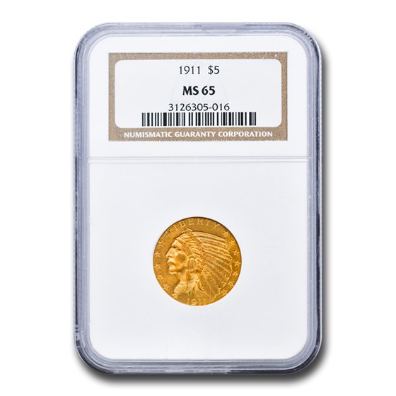 1911 $5 Indian Gold Half Eagle MS-65 NGC 1911 $5 Indian Gold Half Eagle MS-65 NGC