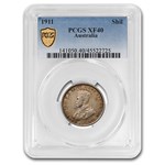 1911 Australia Silver Shilling George V XF-40 PCGS