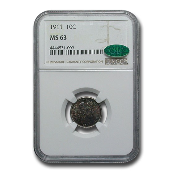 1911 Barber Dime MS-63 NGC CAC