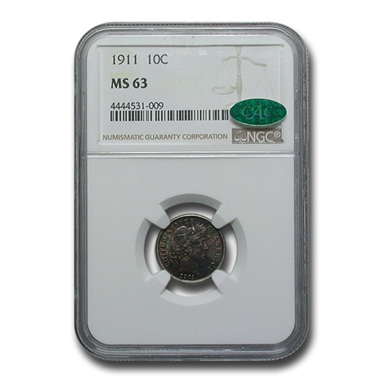 1911 Barber Dime MS-63 NGC CAC 1911 Barber Dime MS-63 NGC CAC