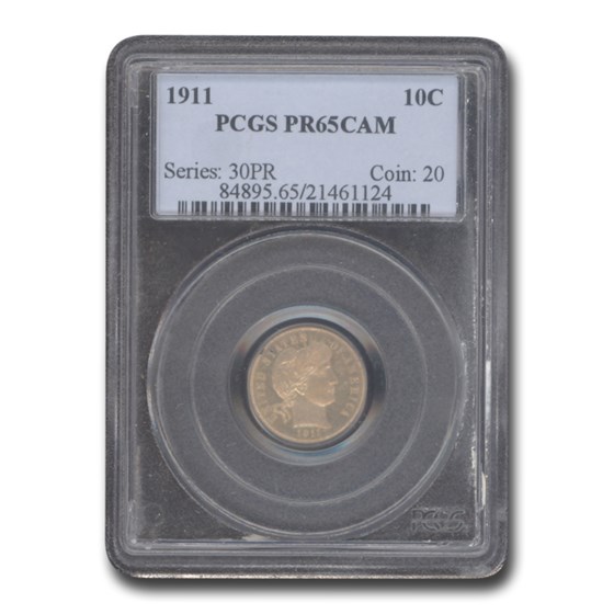 1911 Barber Dime PR-65 Cameo PCGS 1911 Barber Dime PR-65 Cameo PCGS