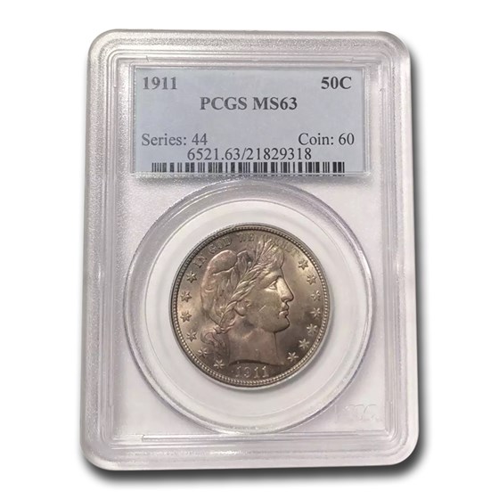 1911 Barber Half Dollar MS-63 PCGS 1911 Barber Half Dollar MS-63 PCGS