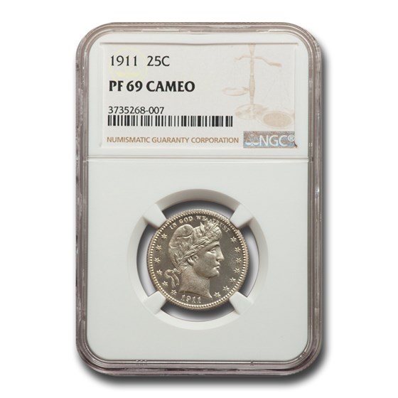 1911 Barber Quarter PF-69 Cameo NGC 1911 Barber Quarter PF-69 Cameo NGC