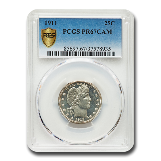 1911 Barber Quarter PR-67 Cameo PCGS 1911 Barber Quarter PR-67 Cameo PCGS