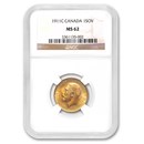 1911-C Canada Gold Sovereign MS-62 NGC