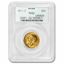 1911-C Canada Gold Sovereign MS-62 PCGS
