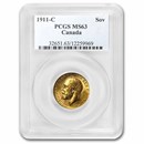 1911-C Canada Gold Sovereign MS-63 PCGS