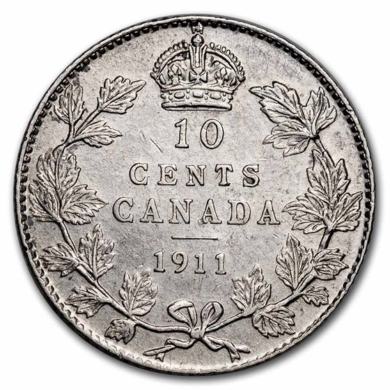 1911 Canada Silver 10 Cents George V AU 1911 Canada Silver 10 Cents George V AU