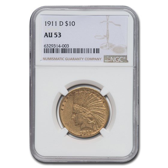 1911-D $10 Indian Gold Eagle AU-53 NGC 1911-D $10 Indian Gold Eagle AU-53 NGC