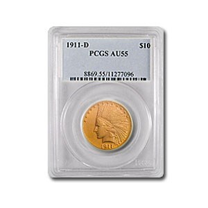 1911-D $10 Indian Gold Eagle AU-55 PCGS 1911-D $10 Indian Gold Eagle AU-55 PCGS
