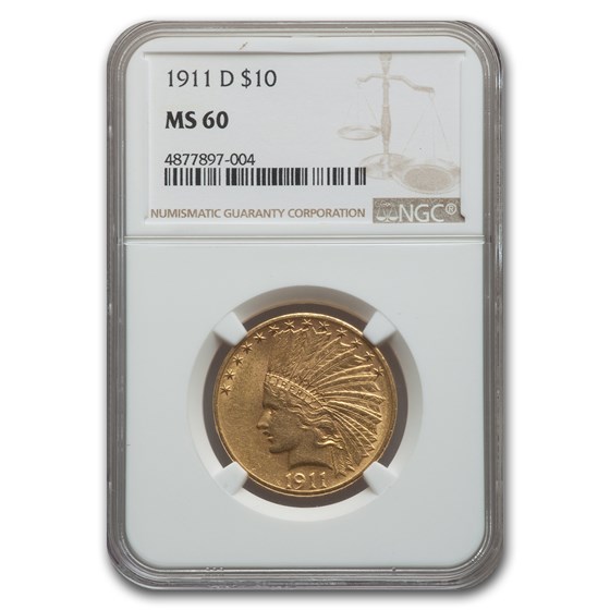 1911-D $10 Indian Gold Eagle MS-60 NGC 1911-D $10 Indian Gold Eagle MS-60 NGC