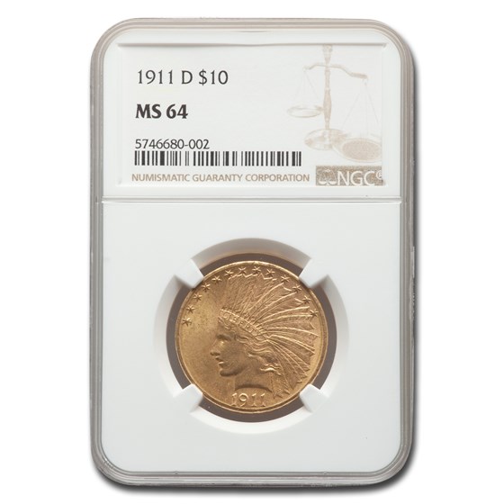 1911-D $10 Indian Gold Eagle MS-64 NGC 1911-D $10 Indian Gold Eagle MS-64 NGC