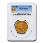 1911-D $10 Indian Gold Eagle MS-64 PCGS