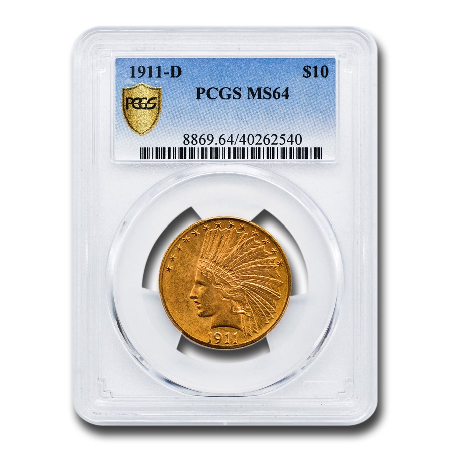 1911-D $10 Indian Gold Eagle MS-64 PCGS