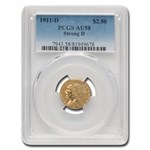 1911-D $2.50 Indian Gold Quarter Eagle AU-58 PCGS (Strong D)