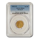 1911-D $2.50 Indian Gold Quarter Eagle MS-61 PCGS (Strong D) 1911-D $2.50 Indian Gold Quarter Eagle MS-61 PCGS (Strong D)