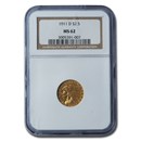 1911-D $2.50 Indian Gold Quarter Eagle MS-62 NGC 1911-D $2.50 Indian Gold Quarter Eagle MS-62 NGC