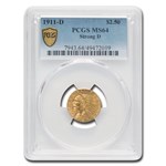 1911-D $2.50 Indian Gold Quarter Eagle MS-64 PCGS (Strong D)