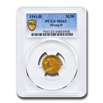 1911-D $2.50 Indian Gold Quarter Eagle MS-65 PCGS (Strong D)