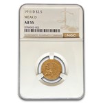 1911-D $2.50 Indian Gold Quarter Eagle Weak-D AU-55 NGC